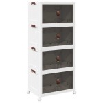 vidaXL Cutie de depozitare stivuită cu roți 4 niveluri 75L vidaXL Cutie de depozitare stivuită cu roți 4 niveluri 75L
