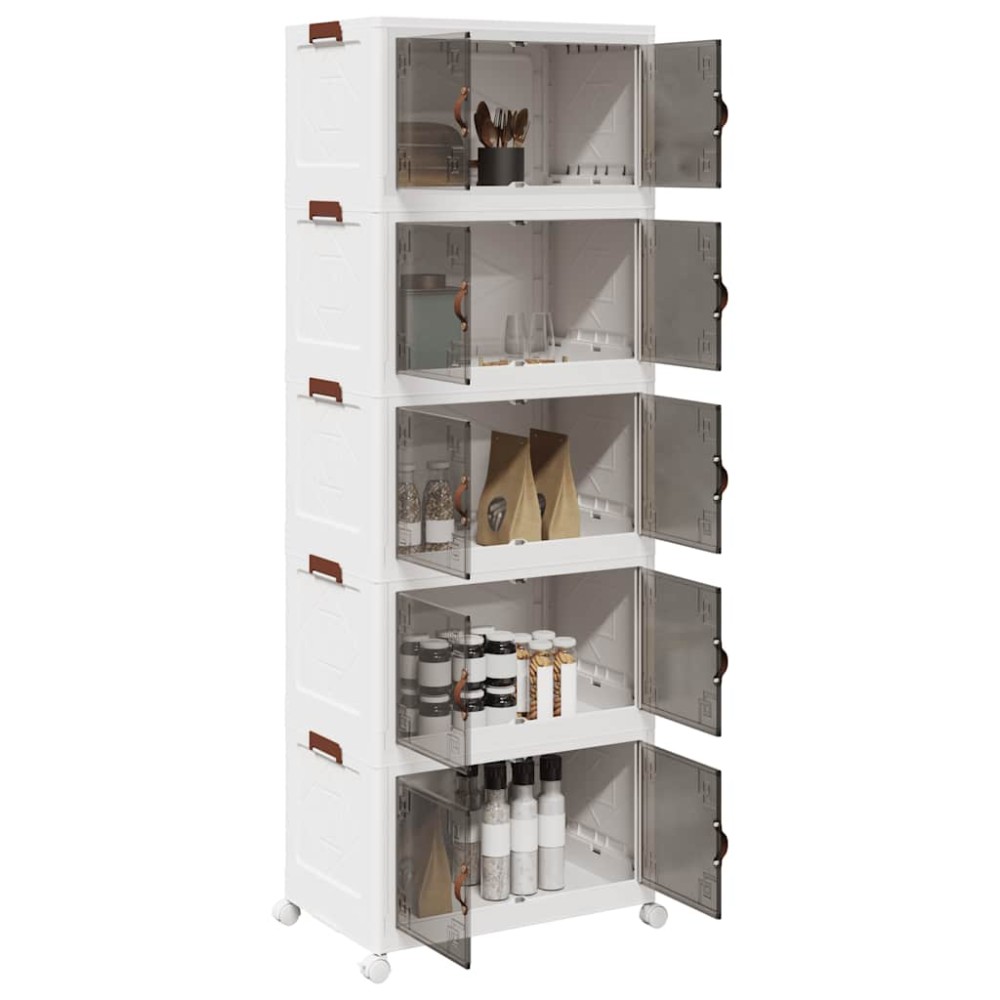 vidaXL Cutie de depozitare stivuită cu roți 5 niveluri 75L 64x40x179cm