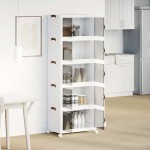 vidaXL Cutie de depozitare stivuită cu roți 5 niveluri 75L 64x40x179cm vidaXL Cutie de depozitare stivuită cu roți 5 niveluri 75L 64x40x179cm