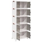 vidaXL Cutie de depozitare stivuită cu roți 5 niveluri 75L 64x40x179cm vidaXL Cutie de depozitare stivuită cu roți 5 niveluri 75L 64x40x179cm
