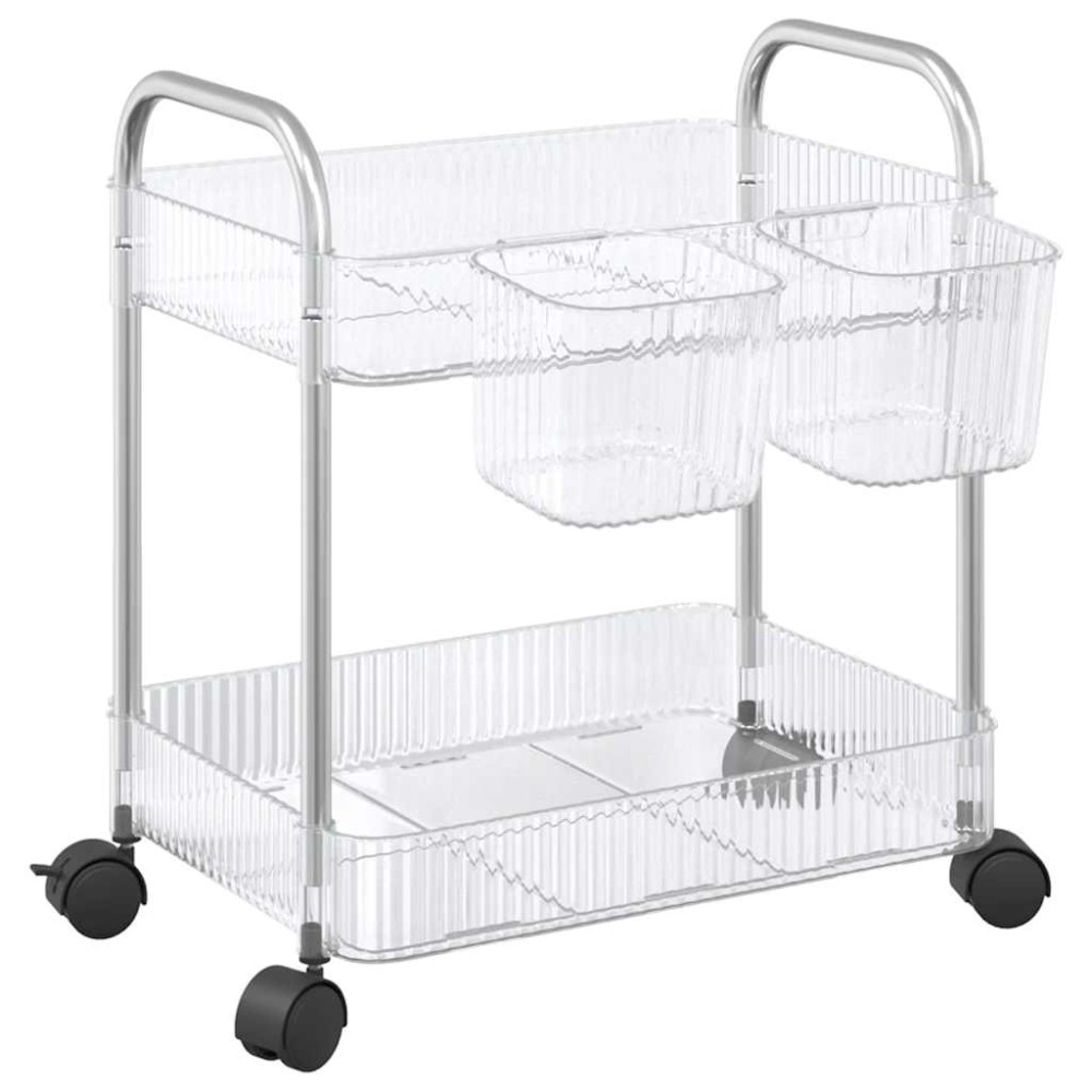 vidaXL Cărucior de depozitare cu 2 niveluri transparent acrilic