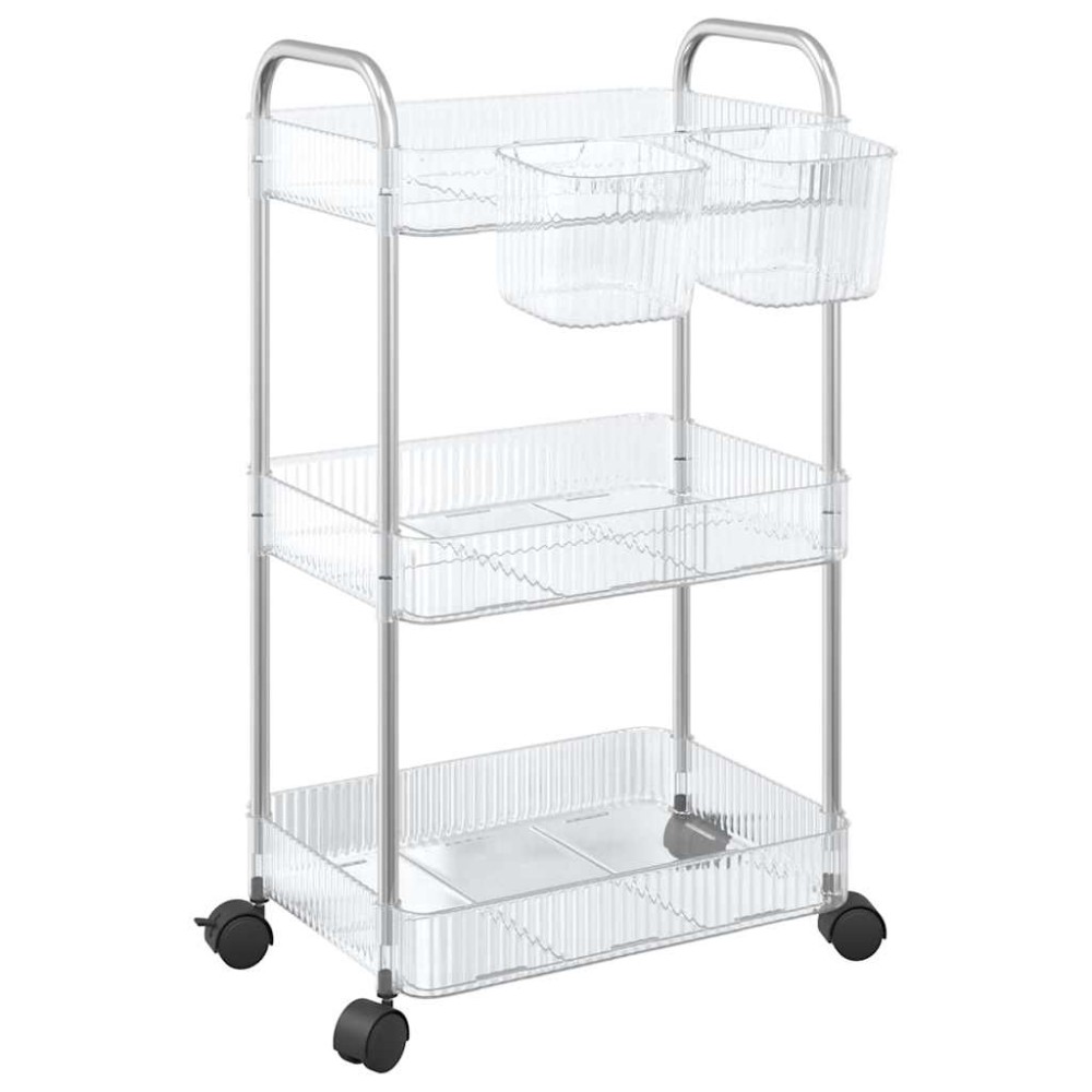 vidaXL Cărucior de depozitare cu 3 niveluri transparent acrilic
