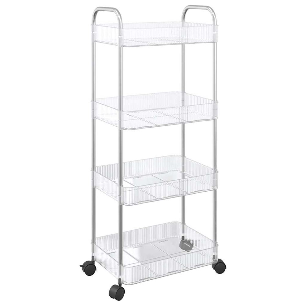 vidaXL Cărucior de depozitare cu 4 niveluri, transparent acrilic