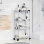 vidaXL Cărucior de depozitare cu 4 niveluri, transparent acrilic vidaXL Cărucior de depozitare cu 4 niveluri, transparent acrilic