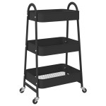 vidaXL Cărucior de depozitare 3 niveluri negru 42x41,5x77 cm oțel vidaXL Cărucior de depozitare 3 niveluri negru 42x41,5x77 cm oțel