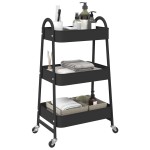 vidaXL Cărucior de depozitare 3 niveluri negru 42x41,5x77 cm oțel vidaXL Cărucior de depozitare 3 niveluri negru 42x41,5x77 cm oțel