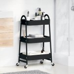 vidaXL Cărucior de depozitare 3 niveluri negru 42x41,5x77 cm oțel vidaXL Cărucior de depozitare 3 niveluri negru 42x41,5x77 cm oțel
