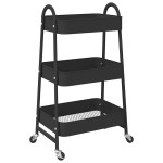 vidaXL Cărucior de depozitare 3 niveluri negru 42x41,5x77 cm oțel vidaXL Cărucior de depozitare 3 niveluri negru 42x41,5x77 cm oțel