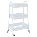 vidaXL Cărucior de depozitare 3 niveluri alb42x41,5x77 cm oțel vidaXL Cărucior de depozitare 3 niveluri alb42x41,5x77 cm oțel
