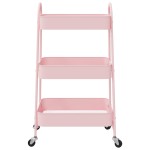 vidaXL Cărucior de depozitare 3 niveluri roz 42x41,5x77 cm oțel vidaXL Cărucior de depozitare 3 niveluri roz 42x41,5x77 cm oțel