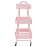 vidaXL Cărucior de depozitare 3 niveluri roz 42x41,5x77 cm oțel vidaXL Cărucior de depozitare 3 niveluri roz 42x41,5x77 cm oțel