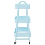 vidaXL Cărucior de depozitare 3 niveluri albastru 42x41,5x77 cm oțel vidaXL Cărucior de depozitare 3 niveluri albastru 42x41,5x77 cm oțel
