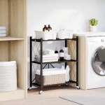 vidaXL Raft de depozitare pe roți negru 71x34x88 cm oțel vidaXL Raft de depozitare pe roți negru 71x34x88 cm oțel