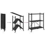 vidaXL Raft de depozitare pe roți negru 71x34x88 cm oțel vidaXL Raft de depozitare pe roți negru 71x34x88 cm oțel