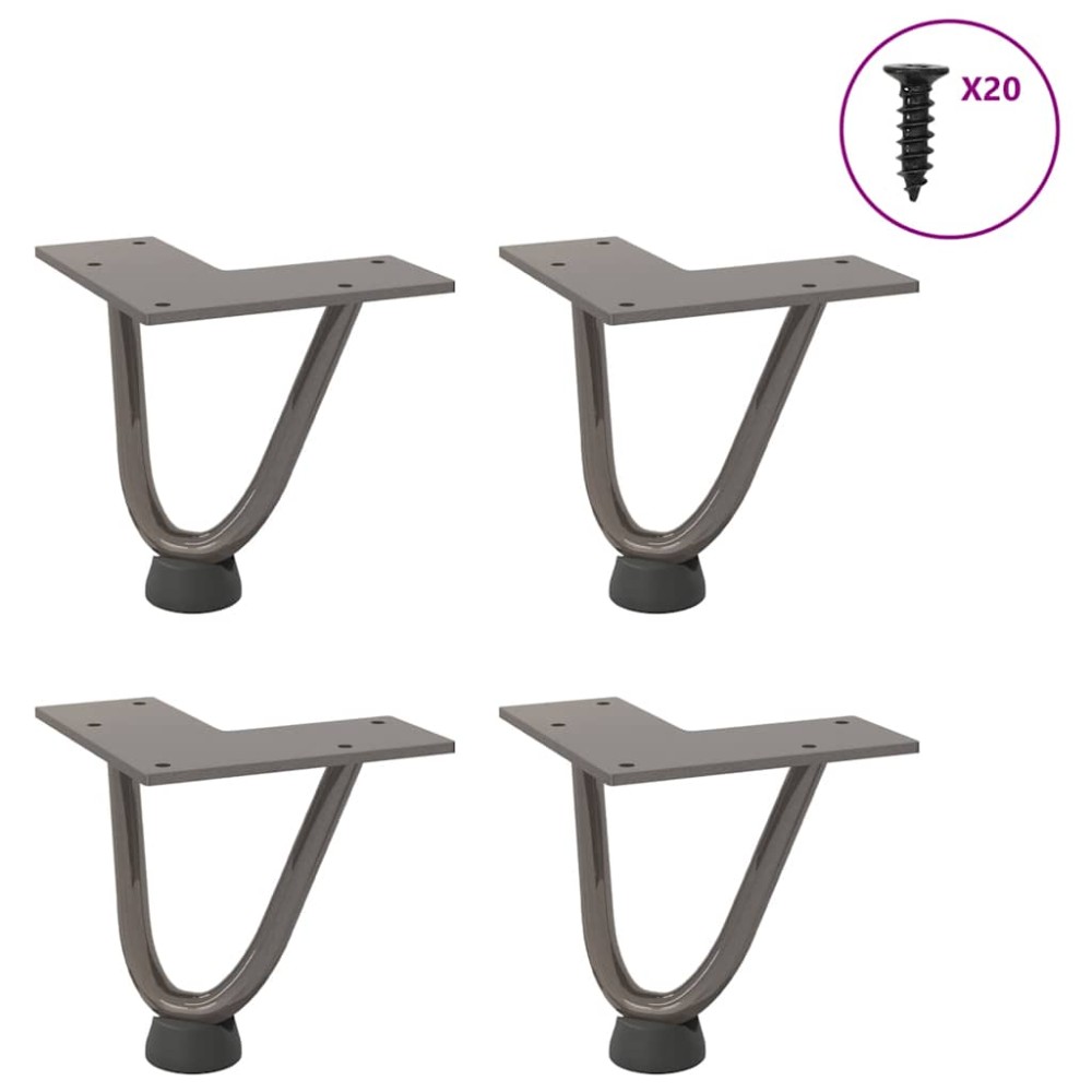 vidaXL Picioare tip agrafă pentru măsuță de cafea, 4 buc., oțel natural, 10 cm, oțel masiv