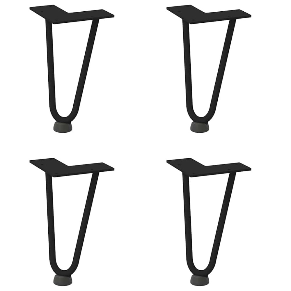 vidaXL Picioare tip agrafă pentru măsuță de cafea, 4 buc., negru, 20 cm, oțel masiv