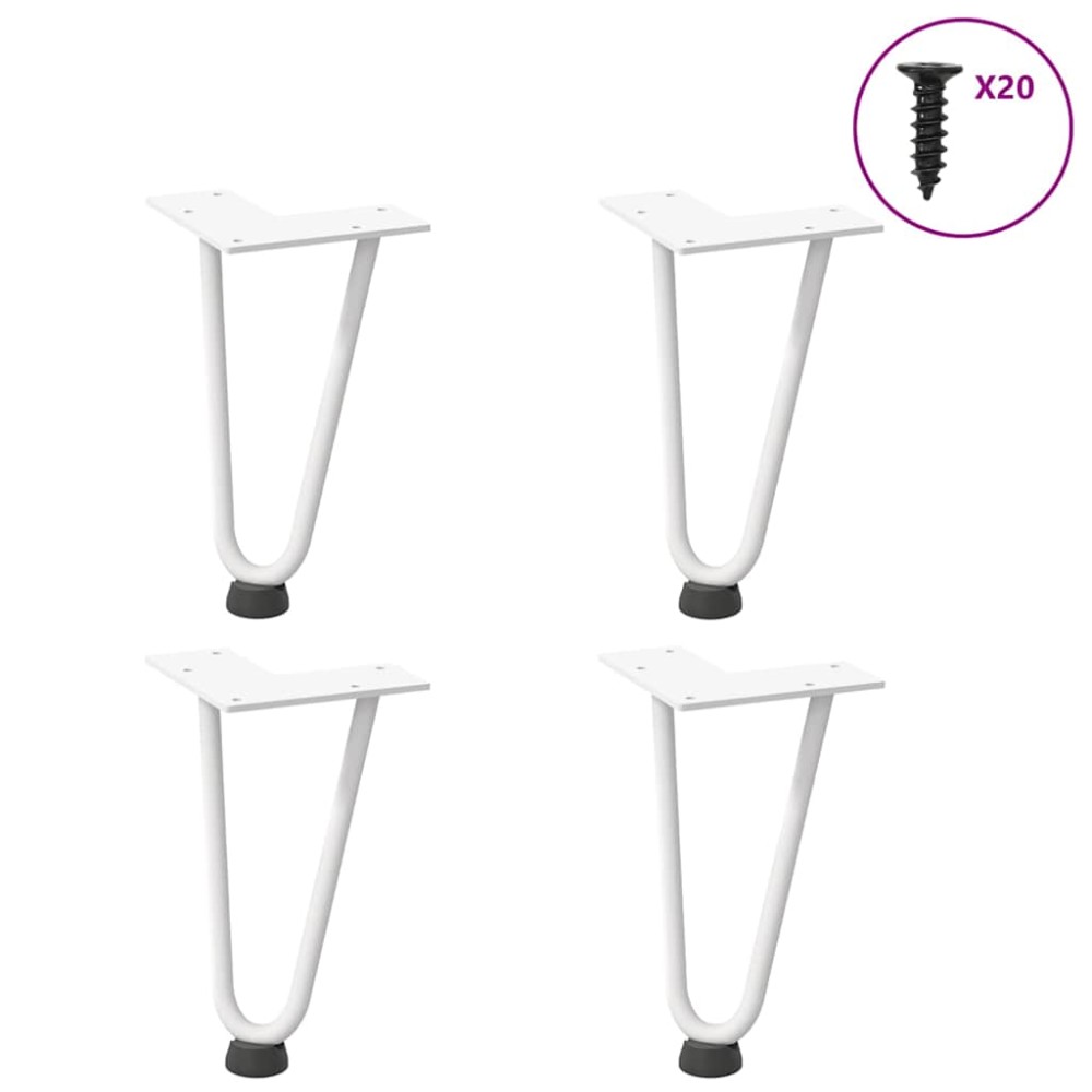 vidaXL Picioare tip agrafă pentru măsuță de cafea, 4 buc., alb, 20 cm, oțel masiv