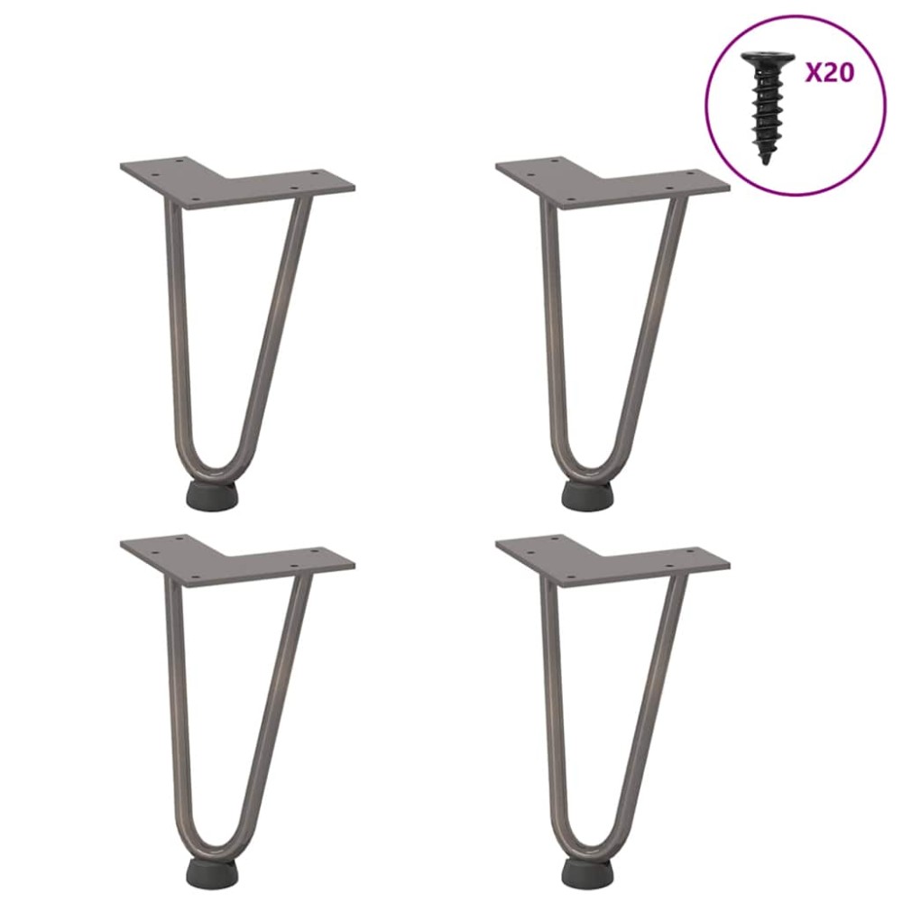 vidaXL Picioare tip agrafă pentru măsuță de cafea, 4 buc., oțel natural, 20 cm, oțel masiv