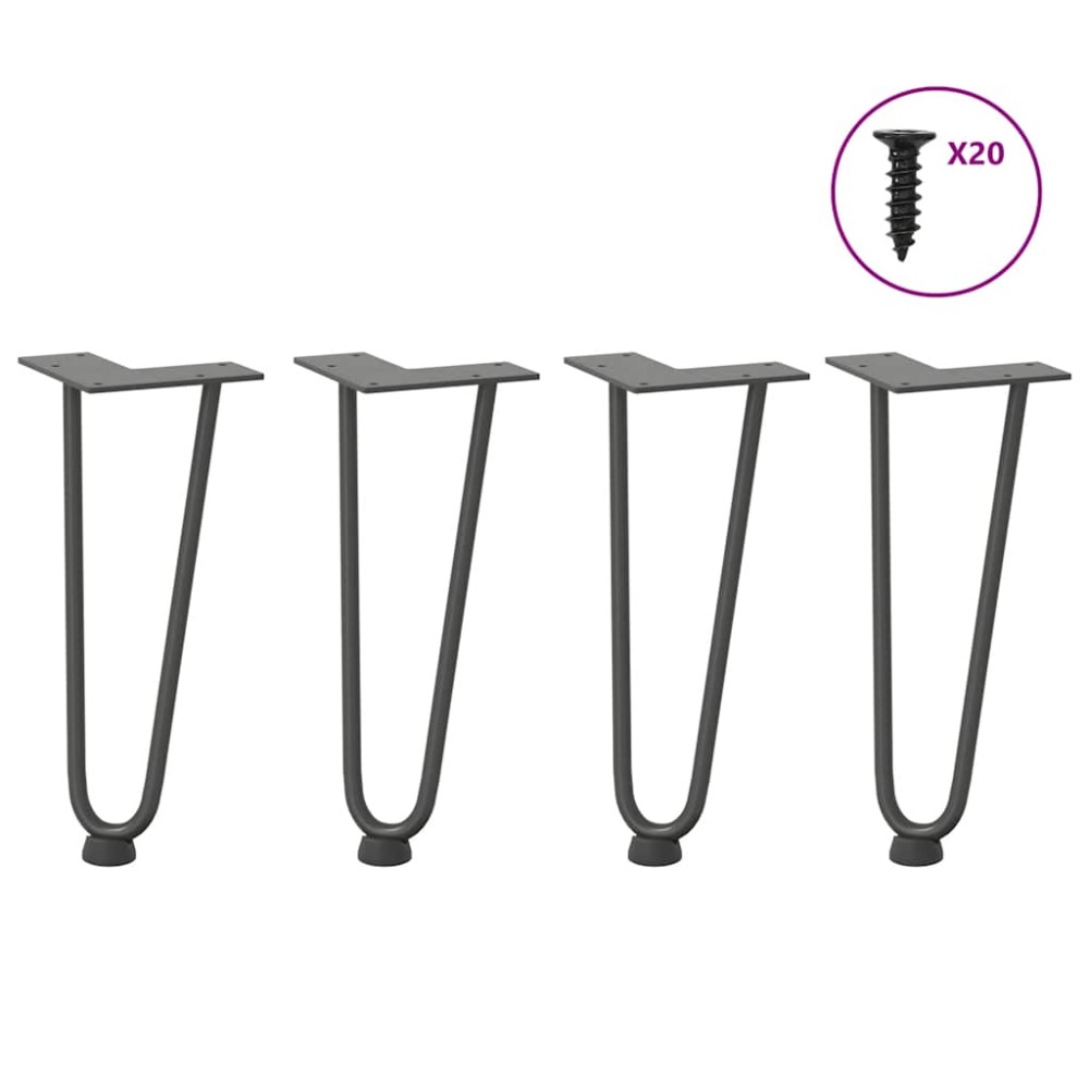 vidaXL Picioare tip agrafă pentru măsuță de cafea, 4 buc., antracit, 30 cm, oțel masiv