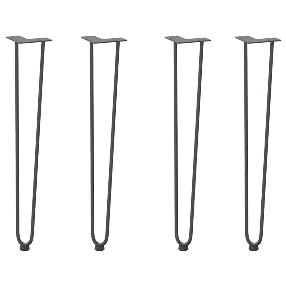 vidaXL picioare tip ac de păr pentru masă consolă, antracit, 72 cm, oțel masiv, 4 buc.