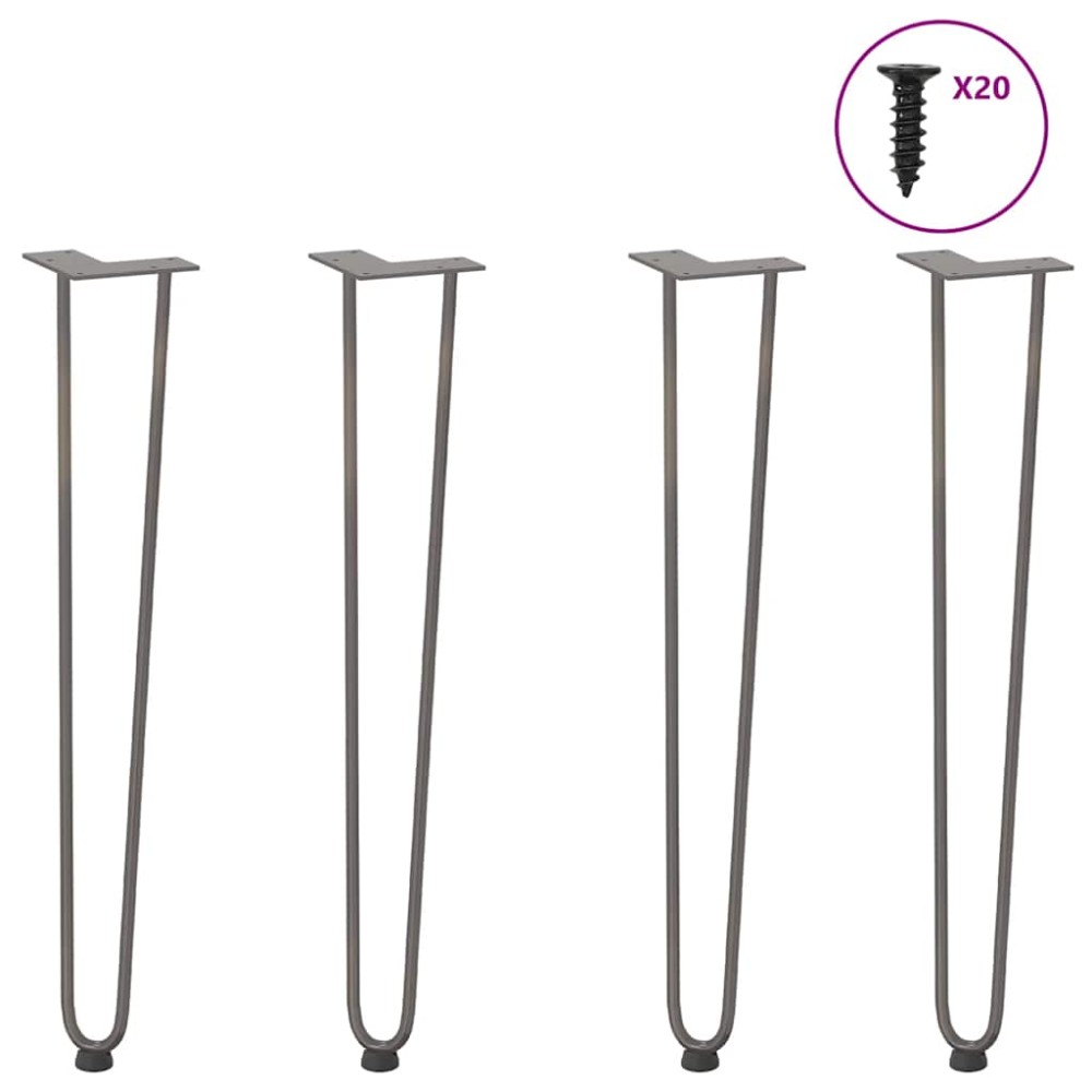 vidaXL picioare tip ac de păr pentru masă consolă, 4 buc., oțel natural, 72 cm, oțel masiv