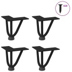 vidaXL Picioare tip agrafă pentru măsuță de cafea, 4 buc., negru, 10 cm, oțel masiv vidaXL Picioare tip agrafă pentru măsuță de cafea, 4 buc., negru, 10 cm, oțel masiv