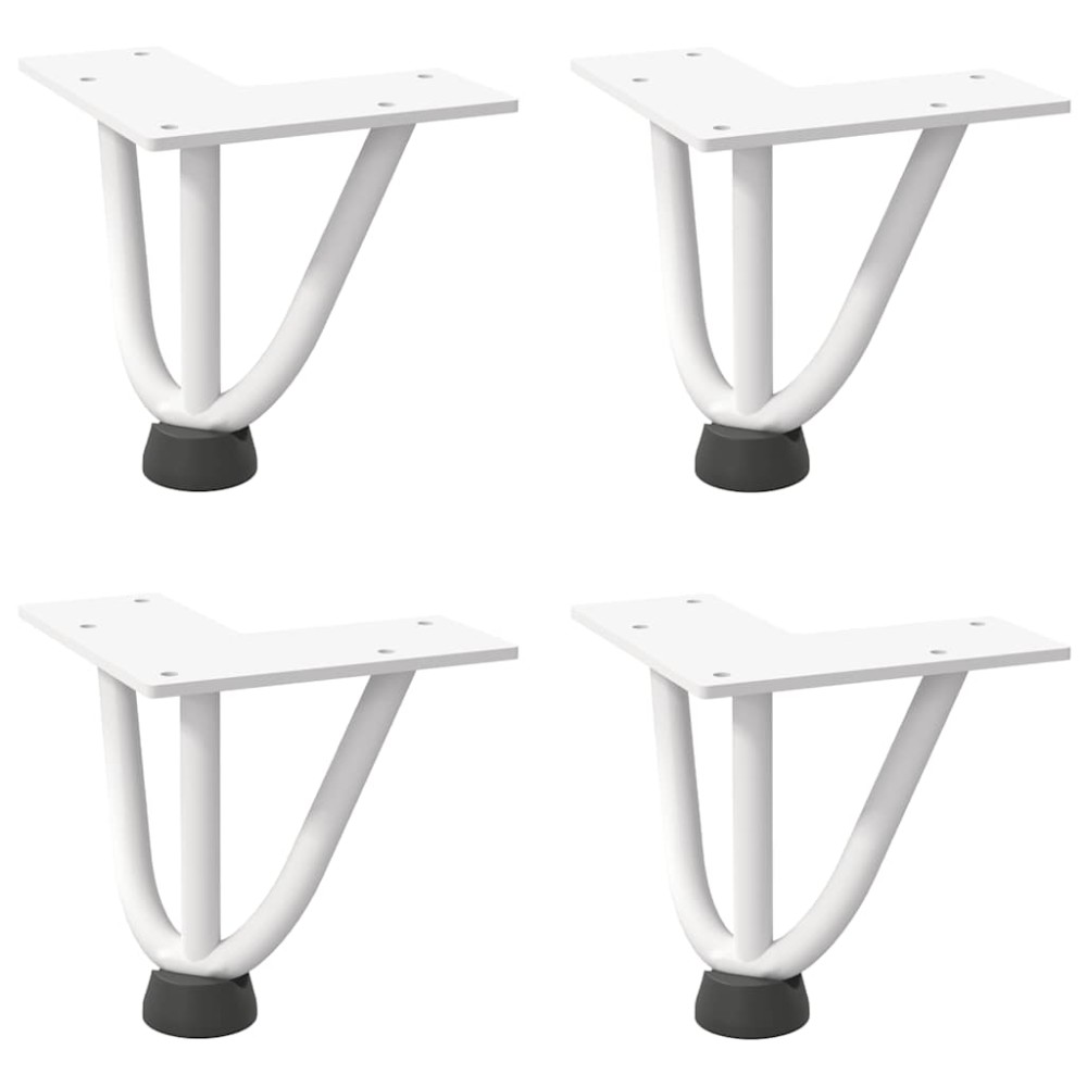 vidaXL Picioare tip agrafă pentru măsuță de cafea, 4 buc., alb, 10 cm, oțel masiv
