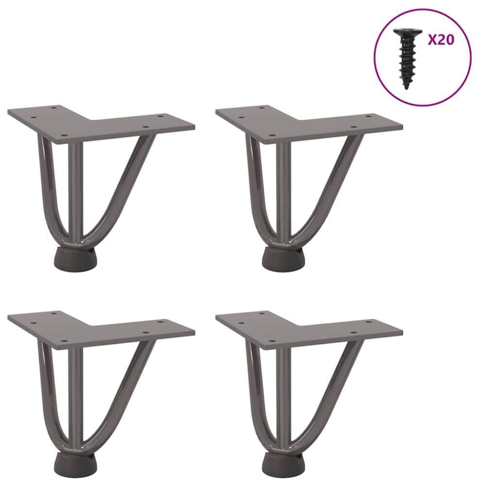 vidaXL Picioare tip agrafă pentru măsuță de cafea, 4 buc., oțel natural, 10 cm, oțel masiv