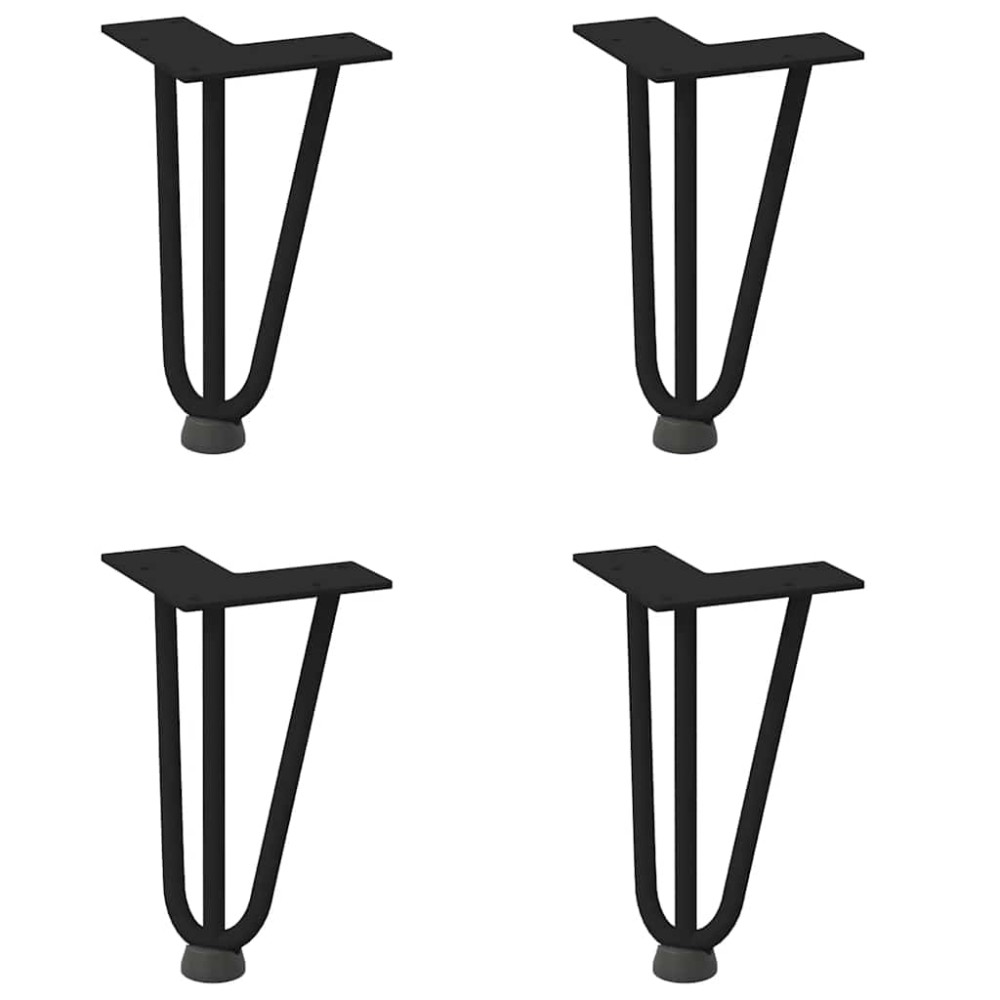 vidaXL Picioare tip agrafă pentru măsuță de cafea, 4 buc., negru, 20 cm, oțel masiv