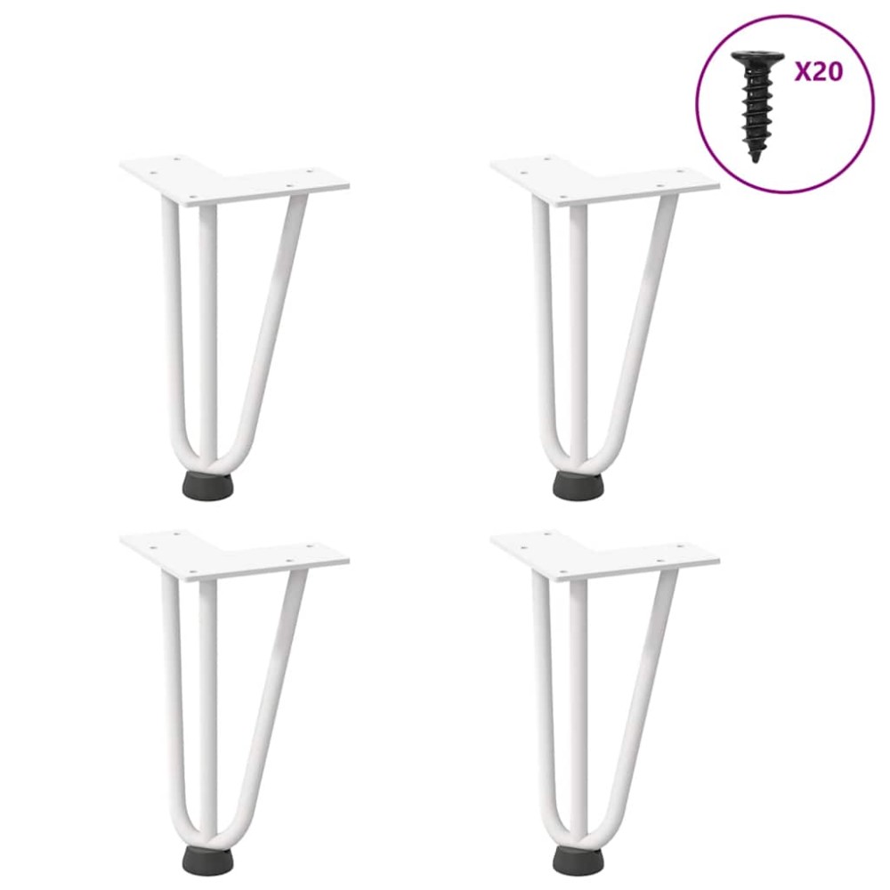 vidaXL Picioare tip agrafă pentru măsuță de cafea, 4 buc., alb, 20 cm, oțel masiv