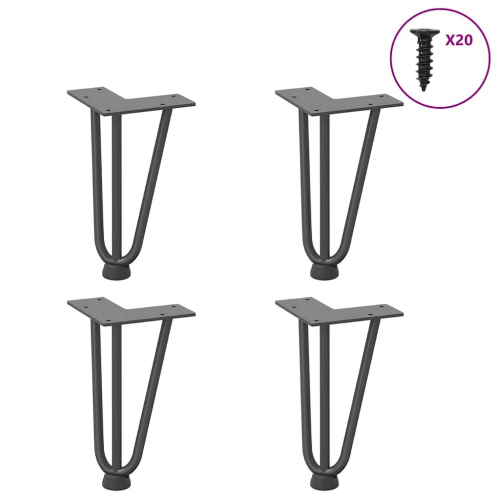 vidaXL Picioare tip agrafă pentru măsuță de cafea, 4 buc., antracit, 20 cm, oțel masiv