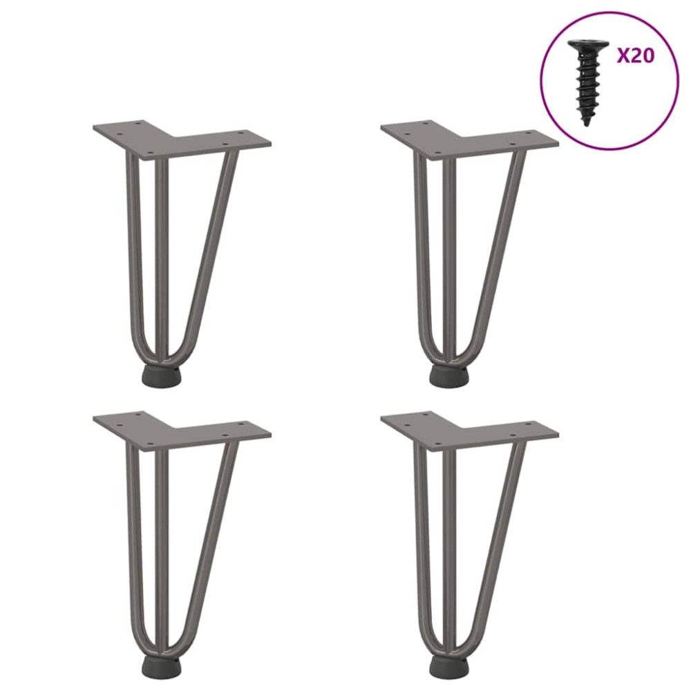 vidaXL Picioare tip agrafă pentru măsuță de cafea, 4 buc., oțel natural, 20 cm, oțel masiv
