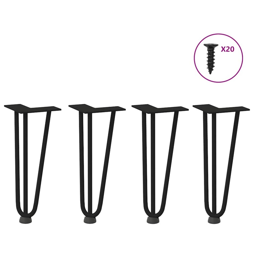 vidaXL Picioare tip agrafă pentru măsuță de cafea, 4 buc., negru, 30 cm, oțel masiv