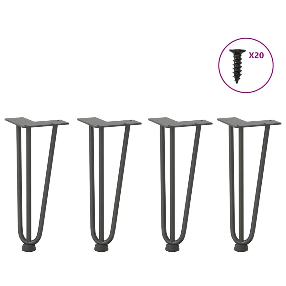 vidaXL Picioare tip agrafă pentru măsuță de cafea, 4 buc., antracit, 30 cm, oțel masiv