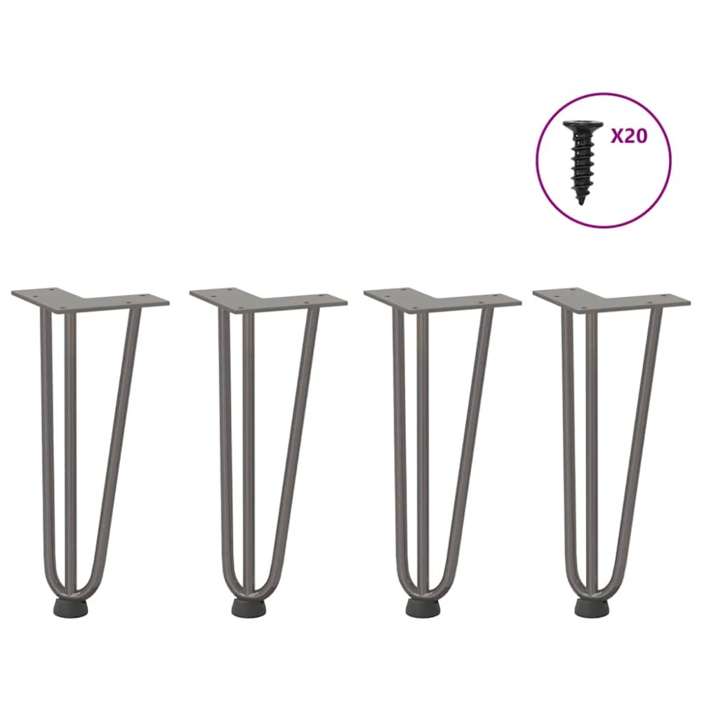 vidaXL Picioare tip agrafă pentru măsuță de cafea, 4 buc., oțel natural, 30 cm, oțel masiv