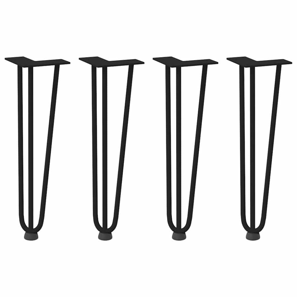 vidaXL Picioare tip agrafă pentru măsuță de cafea, 4 buc., negru, 42 cm, oțel masiv