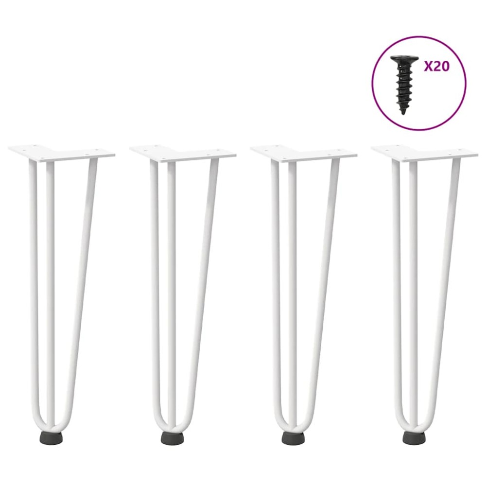 vidaXL Picioare tip agrafă pentru măsuță de cafea, 4 buc., alb, 42 cm, oțel masiv