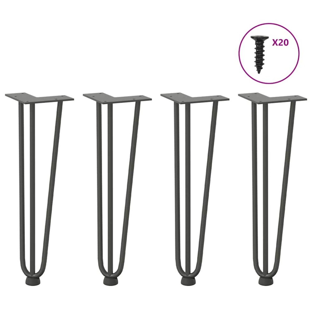 vidaXL Picioare tip agrafă pentru măsuță de cafea, 4 buc., antracit, 42 cm, oțel masiv
