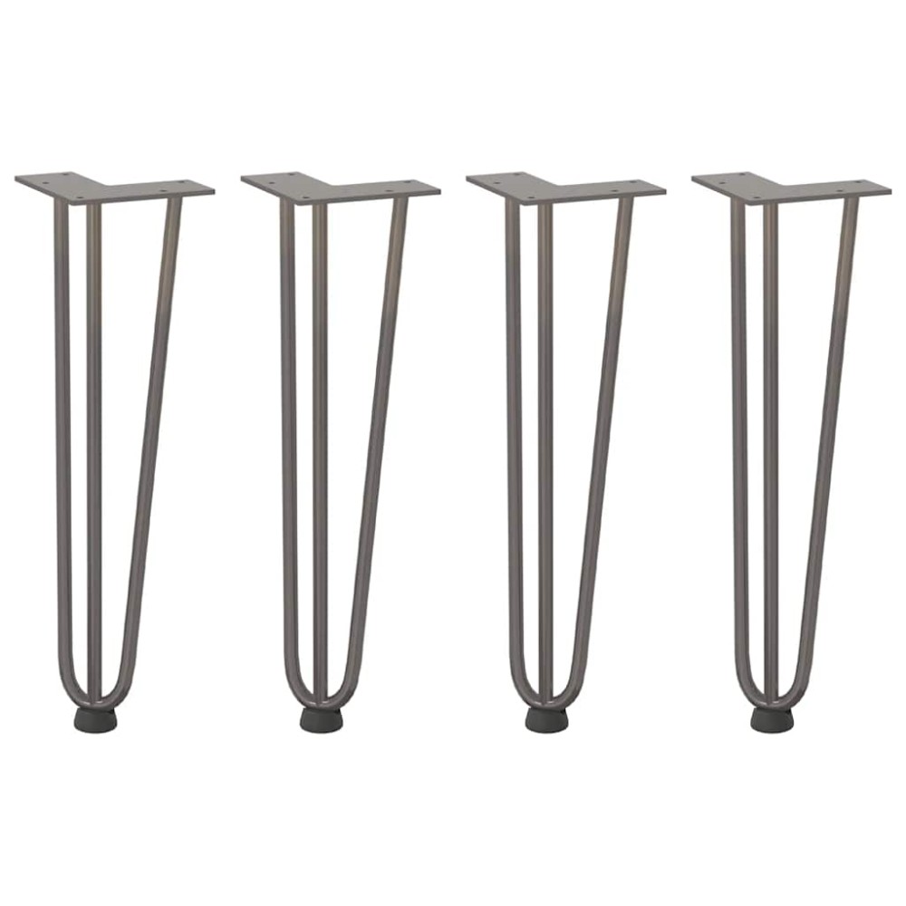 vidaXL Picioare tip agrafă pentru măsuță de cafea, 4 buc., oțel natural, 42 cm, oțel masiv