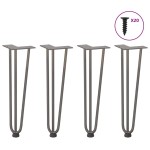 vidaXL Picioare tip agrafă pentru măsuță de cafea, 4 buc., oțel natural, 42 cm, oțel masiv