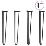 vidaXL picioare tip ac de păr pentru masă consolă, 4 buc., negru, 72 cm, oțel masiv vidaXL picioare tip ac de păr pentru masă consolă, 4 buc., negru, 72 cm, oțel masiv