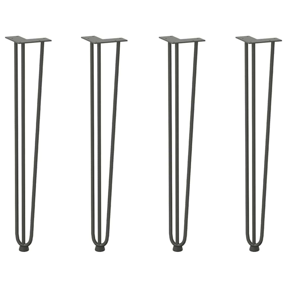 vidaXL picioare tip ac de păr pentru masă consolă, antracit, 72 cm, oțel masiv, 4 buc.