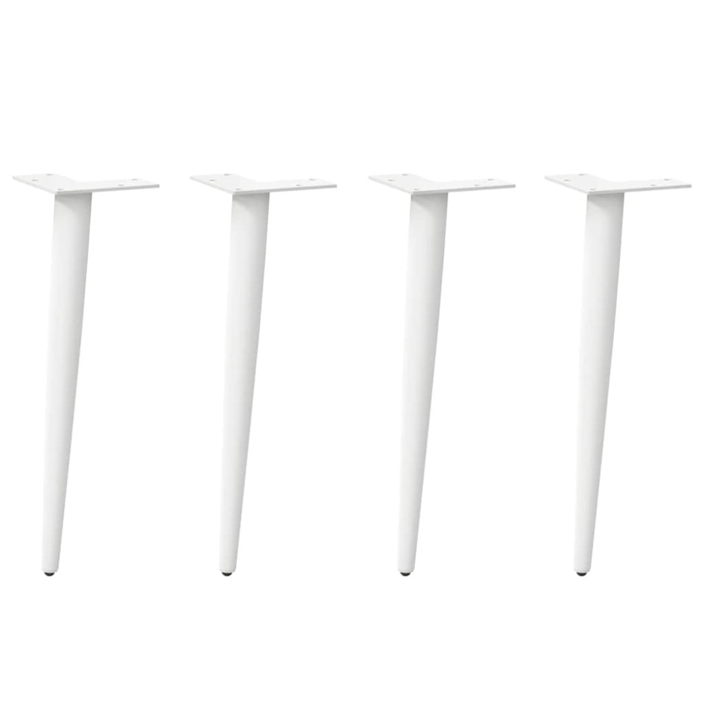 vidaXL Picioare pentru măsuță de cafea, formă conică, 4 buc., alb, 42-43 cm, oțel