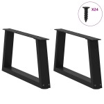 vidaXL Picioare pentru măsuță de cafea în formă de V, 2 buc., negru, 60x(30-31,3) cm, oțel