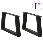 vidaXL Picioare pentru măsuță de cafea în formă de V, 2 buc., negru, 70x(30-31,3) cm, oțel