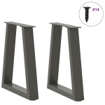 vidaXL Picioare pentru măsuță de cafea în formă de V, 2 buc., antracit, 38x(42-43,3) cm, oțel
