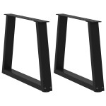 vidaXL Picioare pentru măsuță de cafea în formă de V, 2 buc., negru, 60 x (42-43,3) cm, oțel