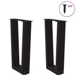 vidaXL Picioare pentru măsuță de cafea în formă de V, 2 buc., negru, 38x (42-43,3) cm, oțel