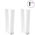 vidaXL Picioare pentru măsuță de cafea în formă de V, 2 buc., alb, 38x(42-43,3) cm, oțel