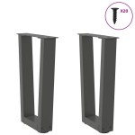 vidaXL Picioare pentru măsuță de cafea în formă de V, 2 buc., antracit, 38x(42-43,3) cm, oțel